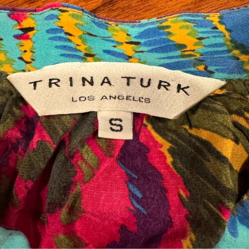 Trina Turk Nomadic Peacock Ingrid Top in Multi Silk Blend Size Small Popover - Picture 5 of 12